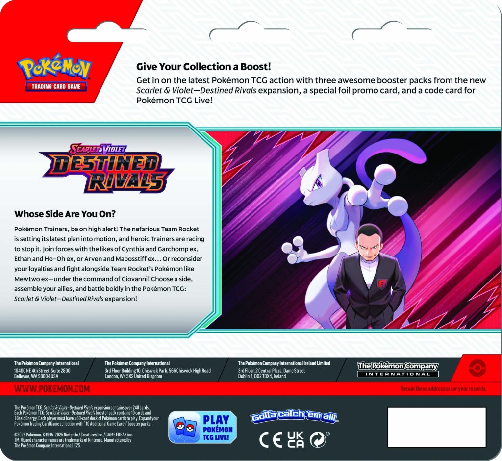 [PRE-ORDER] Pokemon TCG Scarlet & Violet Destined Rivals Three booster blister